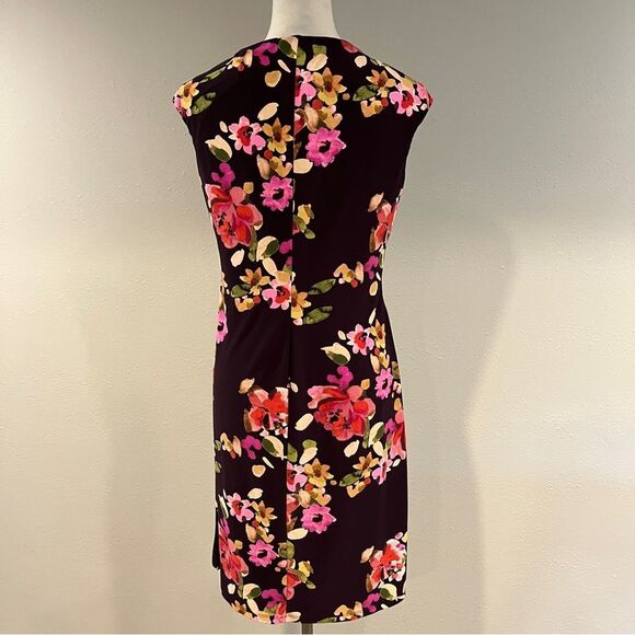 Chaps Sleeveless Floral fake Wrap knee length formal Dress size large - Picture 5 of 11